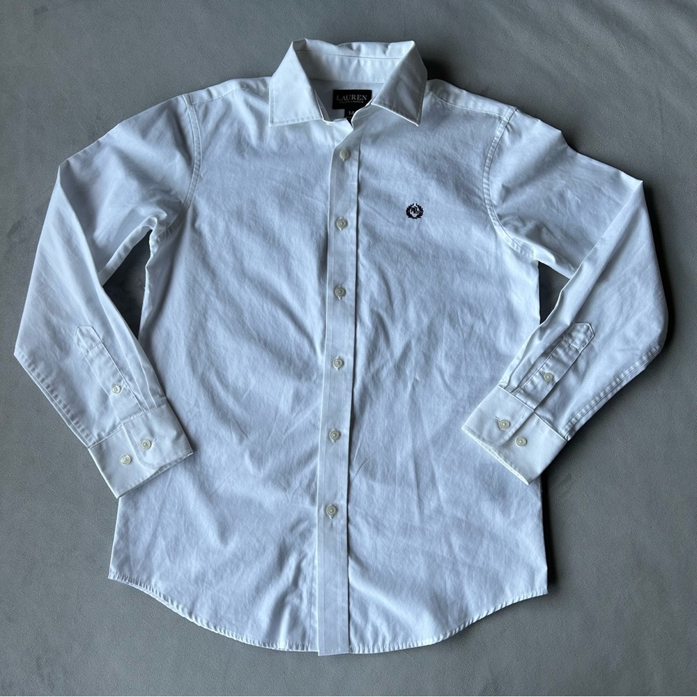 Ralph Lauren ~ White Button Down Shirt ~ Boys Size 14